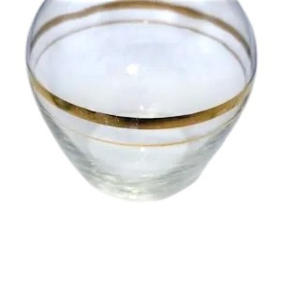 MCM Vintage Tumble-Up Bedside Water Carafe & Glass Gold Trim - Picture 6 of 8